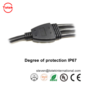 custom waterproof IP67 1 to 3 over-molded Y connector wire cable splitter